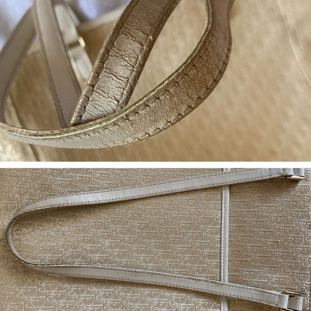 Christian Dior White and Gold Monogram Tote Bag Vintage - Picture 12 of 16